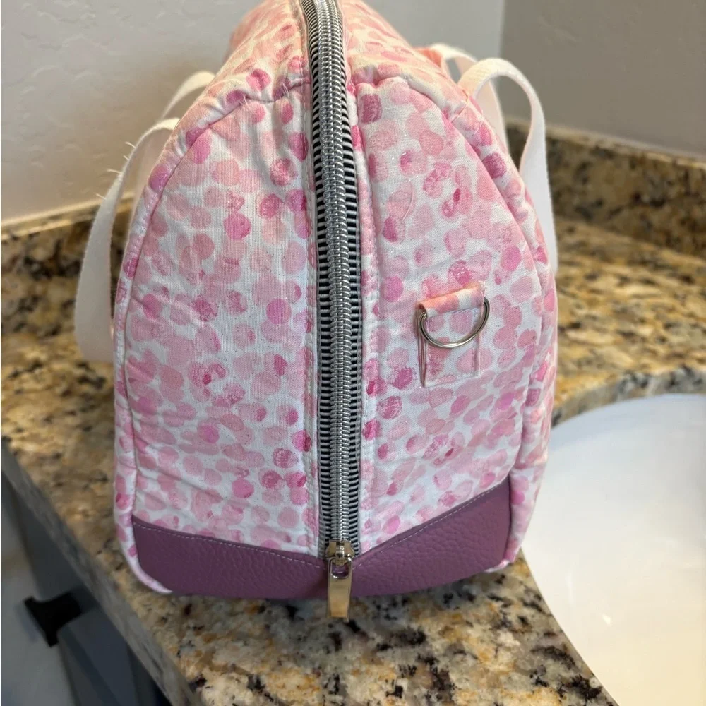 Makeup Pink Polka Dot Women's Bag, Handmade